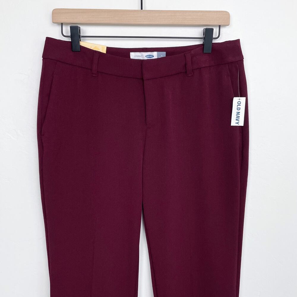 Old Navy Claret Red Maroon Straight Leg Mid-Rise Business Casual Pants NWT